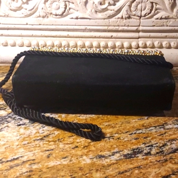 Evening Shoulder/Cluch Velvet with Gold & Silver beads, Velvet Braided Rope Bag. - Picture 6 of 7